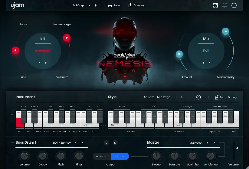 A screen shot of the NEMESIS synthesizer.