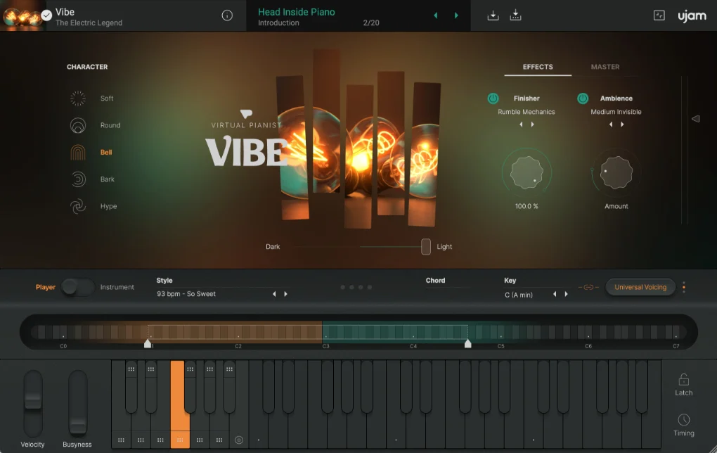 A virtual pianist app, showcasing its vibrant vibes.