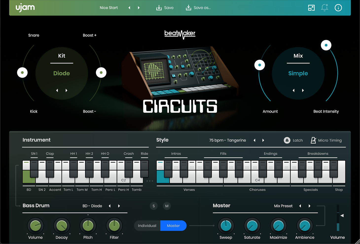 A screen shot of the circuits synthesizer.