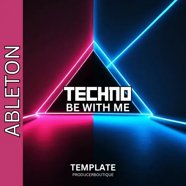 A bright, neon-lit promotional graphic for a FL Studio 21 Deep House Template Minor titled "be with me" by producerboutique.