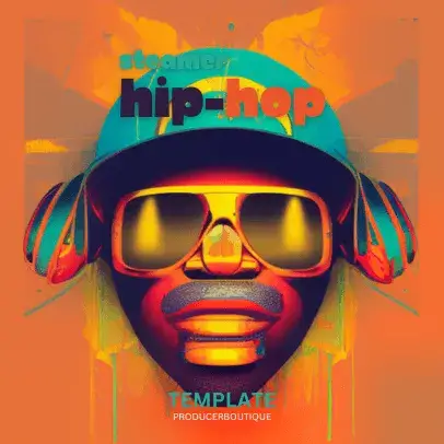 A FL STUDIO 21 HIPHOP FLUXY TEMPLATE poster with a man in sunglasses.